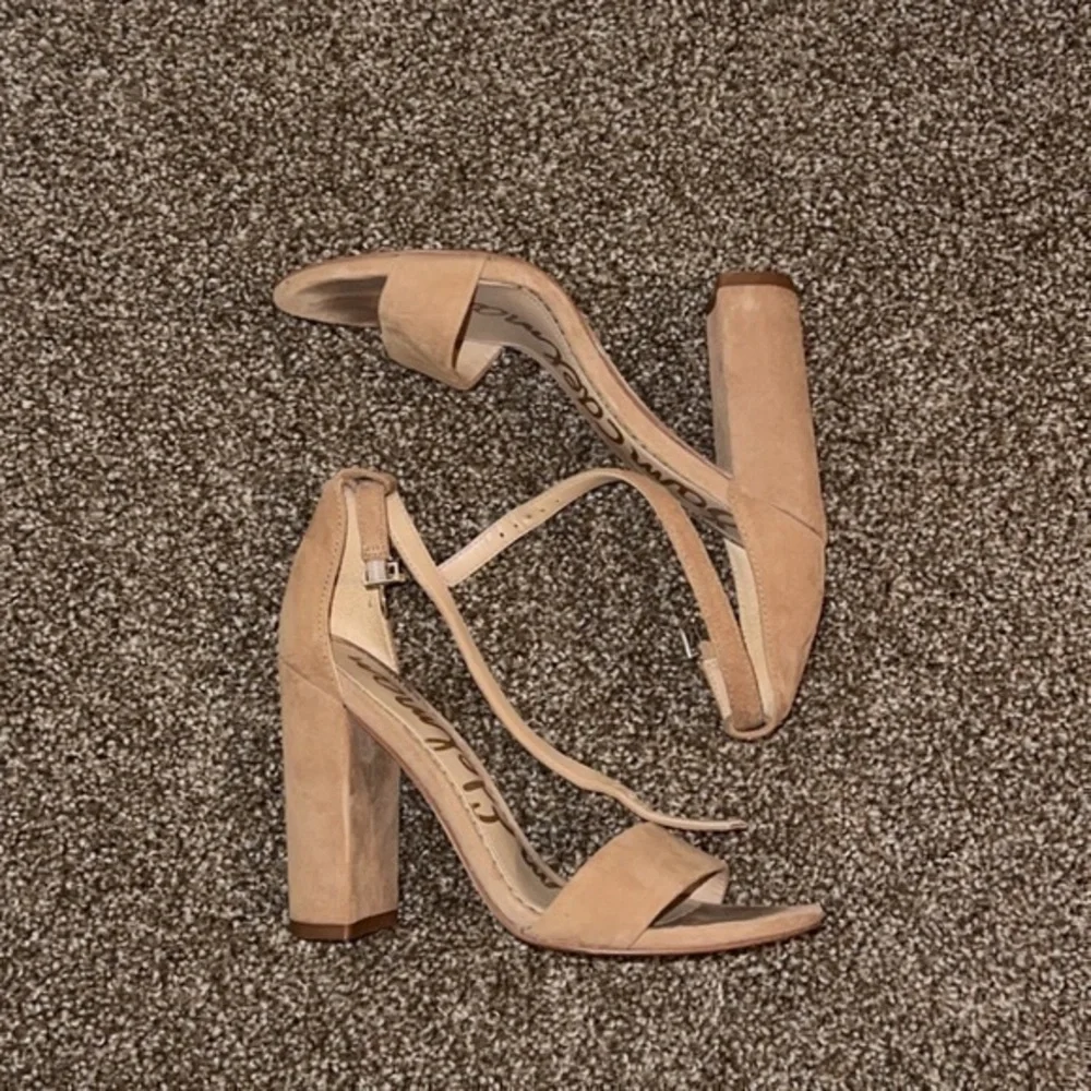 Sam Edelman Yaro Beige‎ Tan Neutral Suede Leather Block Heel Sandals